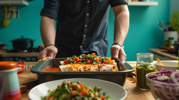 Chef preparing a simple home-cooked meal